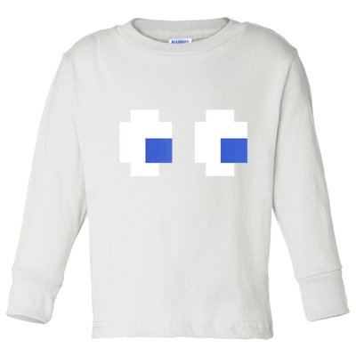 Retro Arcade Game Ghost Eyes 80s Halloween Group Costume Toddler Long Sleeve Shirt