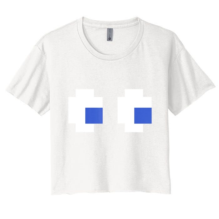 Retro Arcade Game Ghost Eyes 80s Halloween Group Costume Crop Top