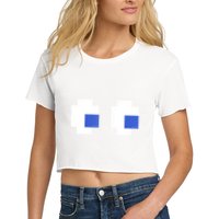 Retro Arcade Game Ghost Eyes 80s Halloween Group Costume Crop Top