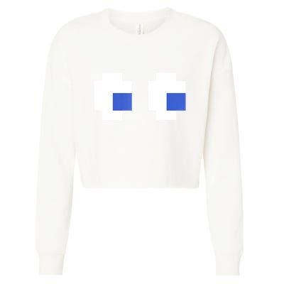Retro Arcade Game Ghost Eyes 80s Halloween Group Costume Cropped Pullover Crew