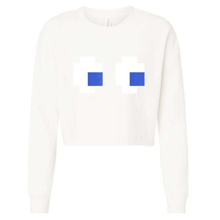 Retro Arcade Game Ghost Eyes 80s Halloween Group Costume Cropped Pullover Crew