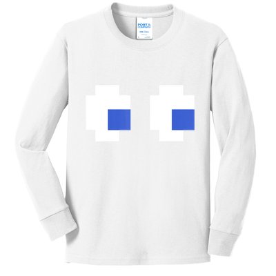 Retro Arcade Game Ghost Eyes 80s Halloween Group Costume Kids Long Sleeve Shirt