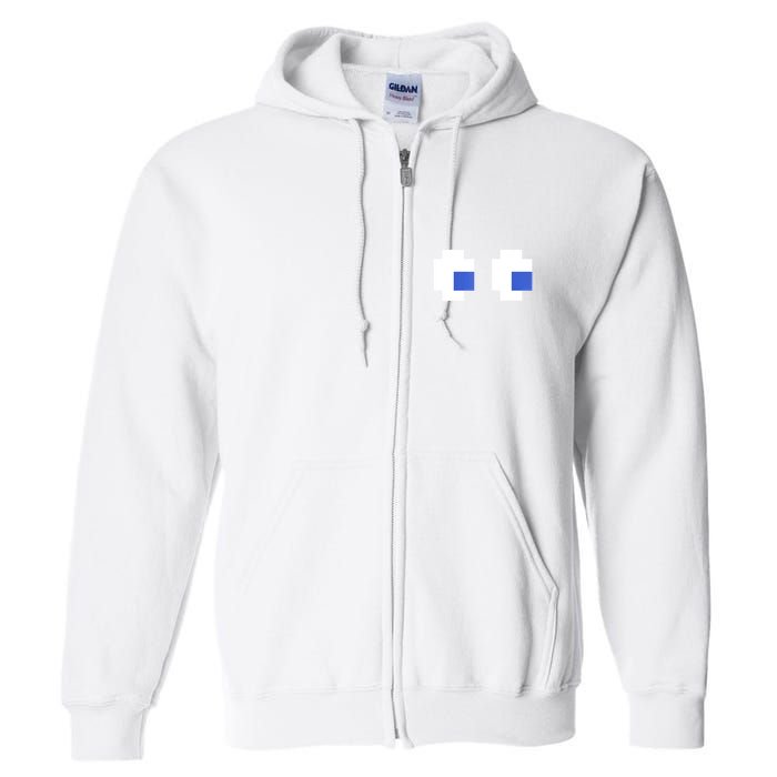 Retro Arcade Game Ghost Eyes 80s Halloween Group Costume Full Zip Hoodie