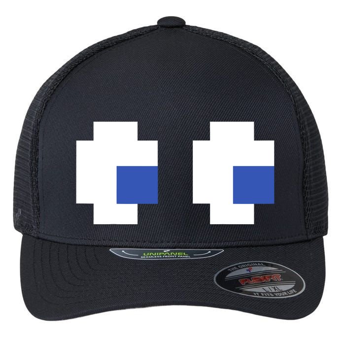 Retro Arcade Game Ghost Eyes 80s Halloween Group Costume Flexfit Unipanel Trucker Cap