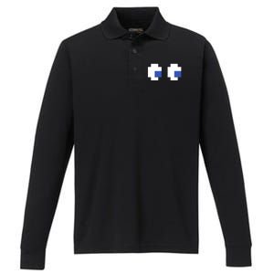 Retro Arcade Game Ghost Eyes 80s Halloween Group Costume Performance Long Sleeve Polo