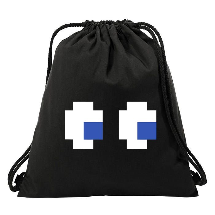 Retro Arcade Game Ghost Eyes 80s Halloween Group Costume Drawstring Bag