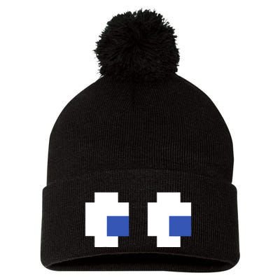 Retro Arcade Game Ghost Eyes 80s Halloween Group Costume Pom Pom 12in Knit Beanie