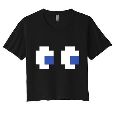 Retro Arcade Game Ghost Eyes 80s Halloween Group Costume Crop Top