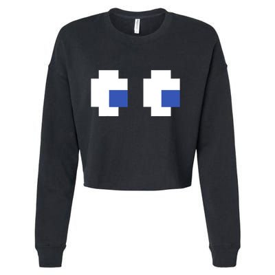 Retro Arcade Game Ghost Eyes 80s Halloween Group Costume Cropped Pullover Crew