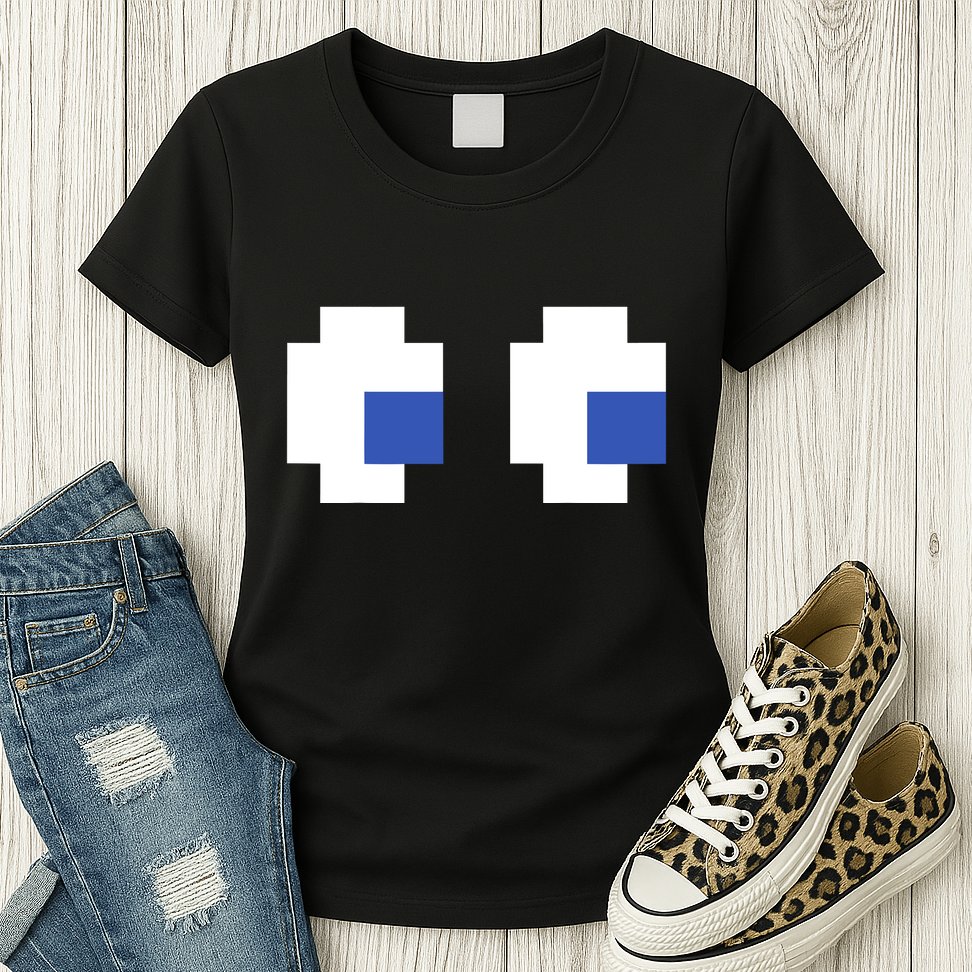 Retro Arcade Game Ghost Eyes 80s Halloween Group Costume Womens T-Shirt