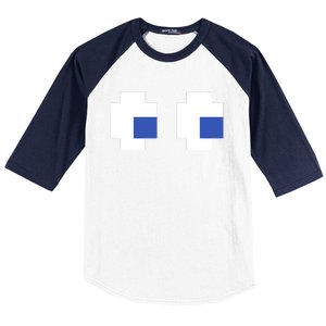 Retro Arcade Game Ghost Eyes 80s Halloween Group Costume Baseball Sleeve Shirt