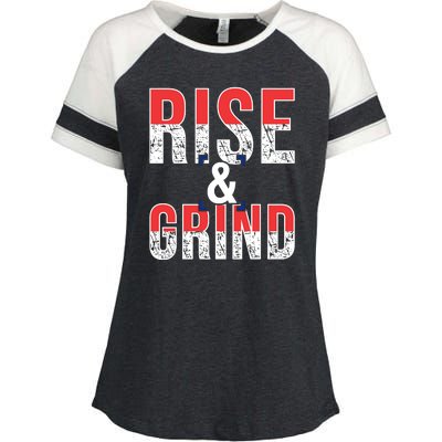 Rise And Grind Enza Ladies Jersey Colorblock Tee