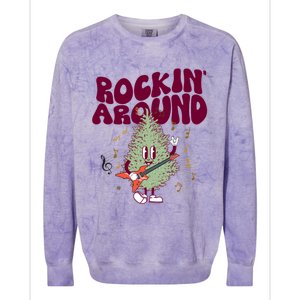 Rockin Around Groovy Christmas Tree Cute Gift Colorblast Crewneck Sweatshirt