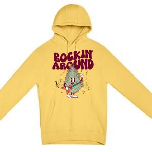 Rockin Around Groovy Christmas Tree Cute Gift Premium Pullover Hoodie