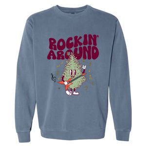 Rockin Around Groovy Christmas Tree Cute Gift Garment-Dyed Sweatshirt