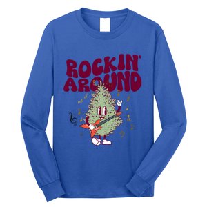 Rockin Around Groovy Christmas Tree Cute Gift Long Sleeve Shirt