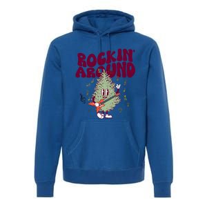 Rockin Around Groovy Christmas Tree Cute Gift Premium Hoodie