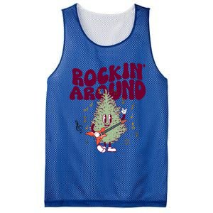 Rockin Around Groovy Christmas Tree Cute Gift Mesh Reversible Basketball Jersey Tank