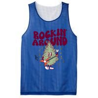 Rockin Around Groovy Christmas Tree Cute Gift Mesh Reversible Basketball Jersey Tank