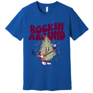 Rockin Around Groovy Christmas Tree Cute Gift Premium T-Shirt