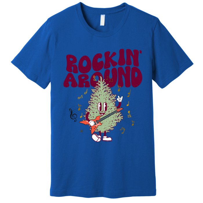 Rockin Around Groovy Christmas Tree Cute Gift Premium T-Shirt