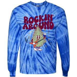 Rockin Around Groovy Christmas Tree Cute Gift Tie-Dye Long Sleeve Shirt