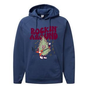 Rockin Around Groovy Christmas Tree Cute Gift Performance Fleece Hoodie