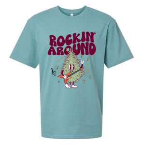 Rockin Around Groovy Christmas Tree Cute Gift Sueded Cloud Jersey T-Shirt