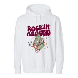 Rockin Around Groovy Christmas Tree Cute Gift Garment-Dyed Fleece Hoodie