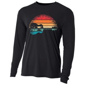 Retro Acoustic Guitar Lake Sunset Guitarist Music Lover Cooling Performance Long Sleeve Crew