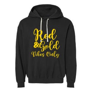 Red And Gold Game Day Group For High School Football Garment-Dyed Fleece Hoodie