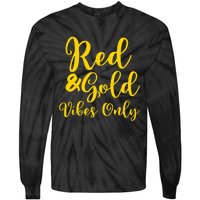 Red And Gold Game Day Group For High School Football Tie-Dye Long Sleeve Shirt