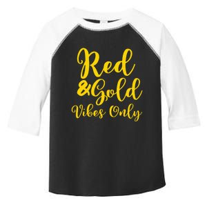 Red And Gold Game Day Group For High School Football Toddler Fine Jersey T-Shirt