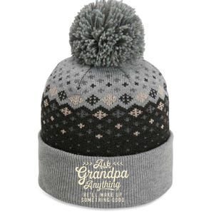 Retro Ask Grandpa Anything Funny Dad Daddy Fathers Day The Baniff Cuffed Pom Beanie