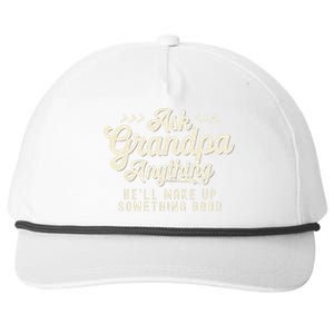 Retro Ask Grandpa Anything Funny Dad Daddy Fathers Day Snapback Five-Panel Rope Hat