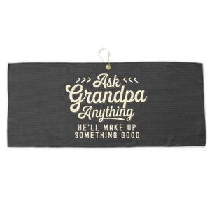 Retro Ask Grandpa Anything Funny Dad Daddy Fathers Day Large Microfiber Waffle Golf Towel