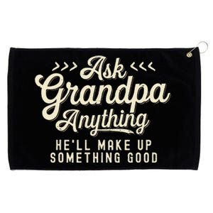 Retro Ask Grandpa Anything Funny Dad Daddy Fathers Day Grommeted Golf Towel