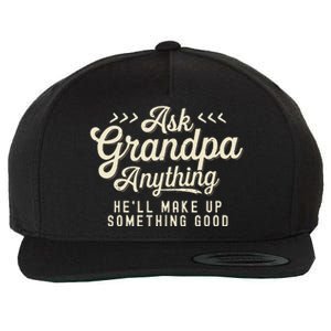 Retro Ask Grandpa Anything Funny Dad Daddy Fathers Day Wool Snapback Cap