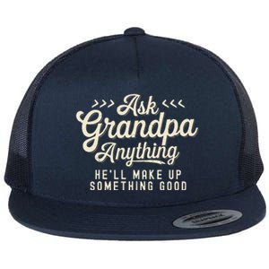 Retro Ask Grandpa Anything Funny Dad Daddy Fathers Day Flat Bill Trucker Hat