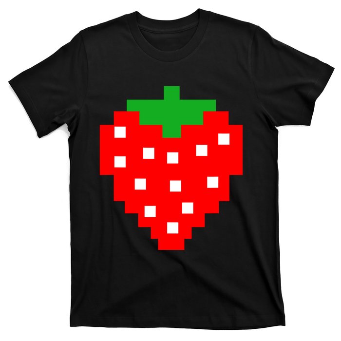 Retro Arcade Game Pixel Strawberry 80s Halloween Costume T-Shirt