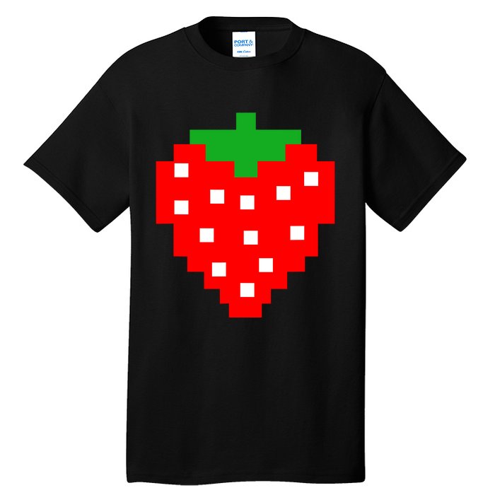 Retro Arcade Game Pixel Strawberry 80s Halloween Costume Tall T-Shirt