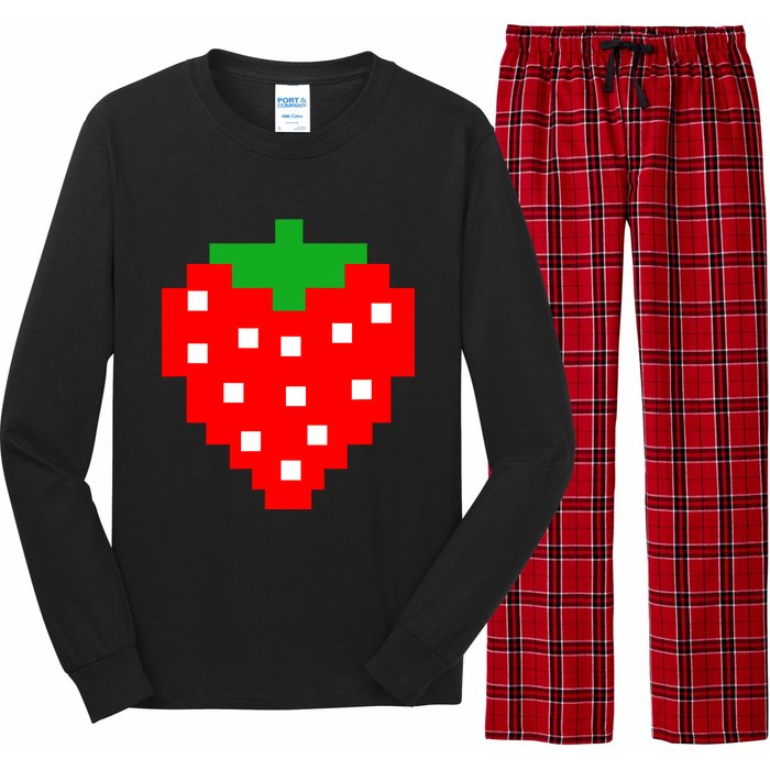 Retro Arcade Game Pixel Strawberry 80s Halloween Costume Long Sleeve Pajama Set