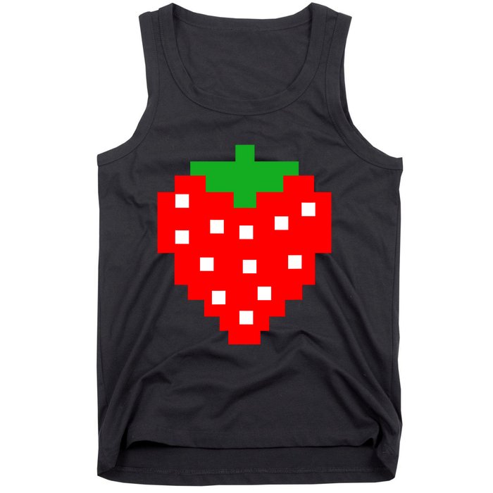 Retro Arcade Game Pixel Strawberry 80s Halloween Costume Tank Top