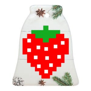 Retro Arcade Game Pixel Strawberry 80s Halloween Costume Ceramic Bell Ornament