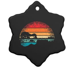 Retro Acoustic Guitar Lake Sunset Guitarist Music Lover Rock Ceramic Star Ornament