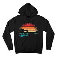 Retro Acoustic Guitar Lake Sunset Guitarist Music Lover Rock Tall Hoodie