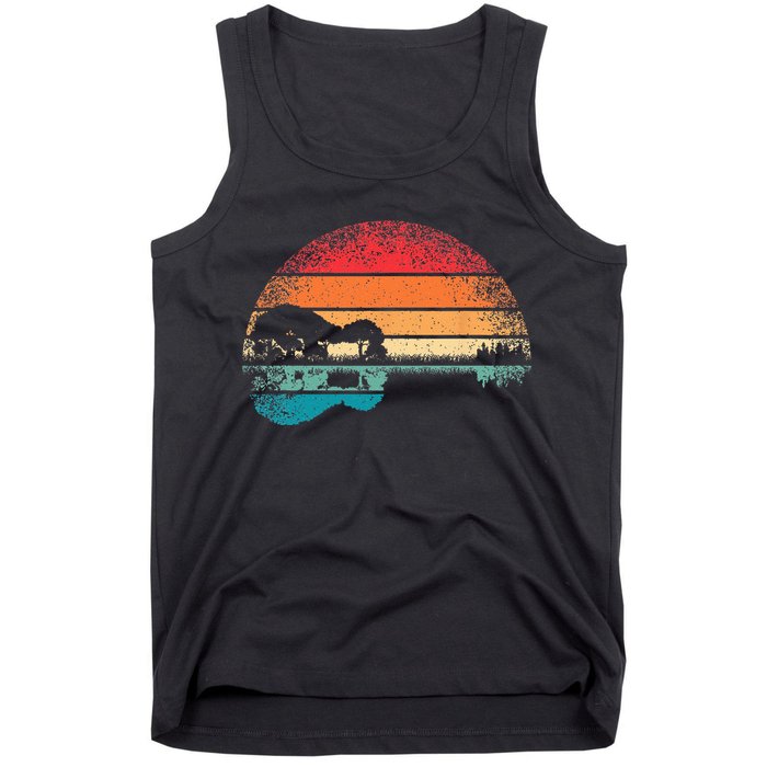 Retro Acoustic Guitar Lake Sunset Guitarist Music Lover Rock Tank Top