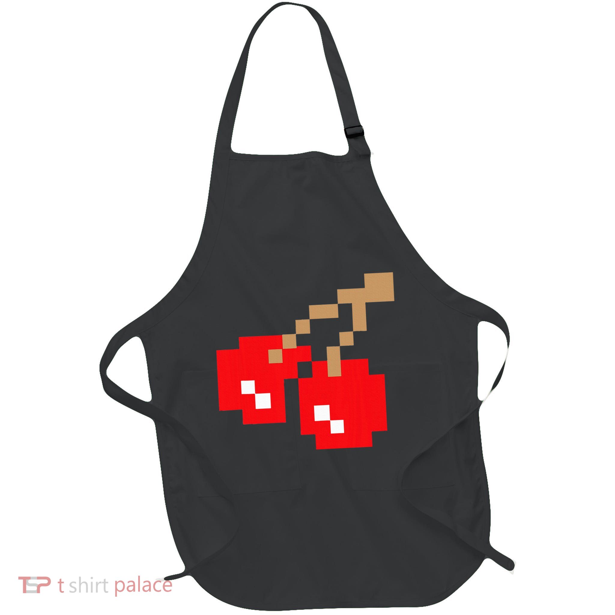 Retro Arcade Game Cherries Full-Length Apron With Pockets