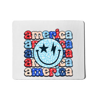 Retro America Groovy Smile 4th Of July Patriotic Fun Mousepad