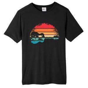 Retro Acoustic Guitar Lake Sunset Guitarist Music Lover Tall Fusion ChromaSoft Performance T-Shirt